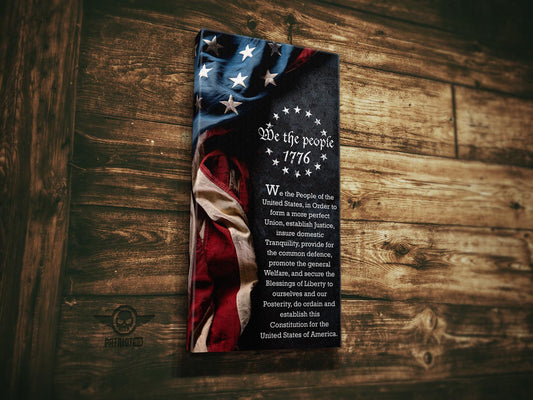 We The People With Flag - Premium Canvas Print