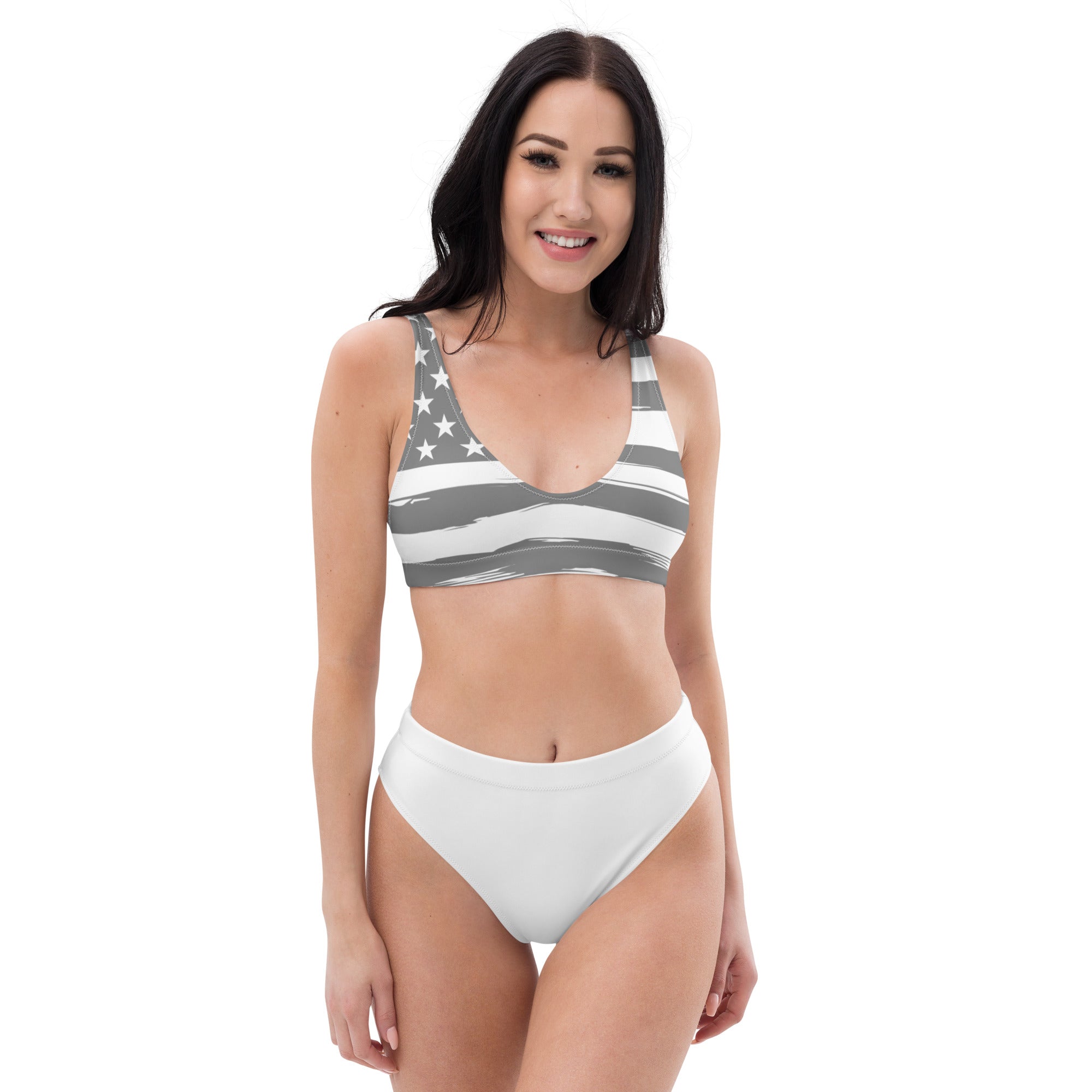 American Flag High Waisted Women s Swimsuit