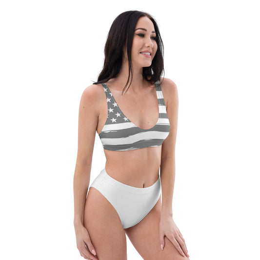 American Flag High-Waisted Women's Swimsuit