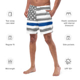 American Flag Thin Blue Line Swim Trunks