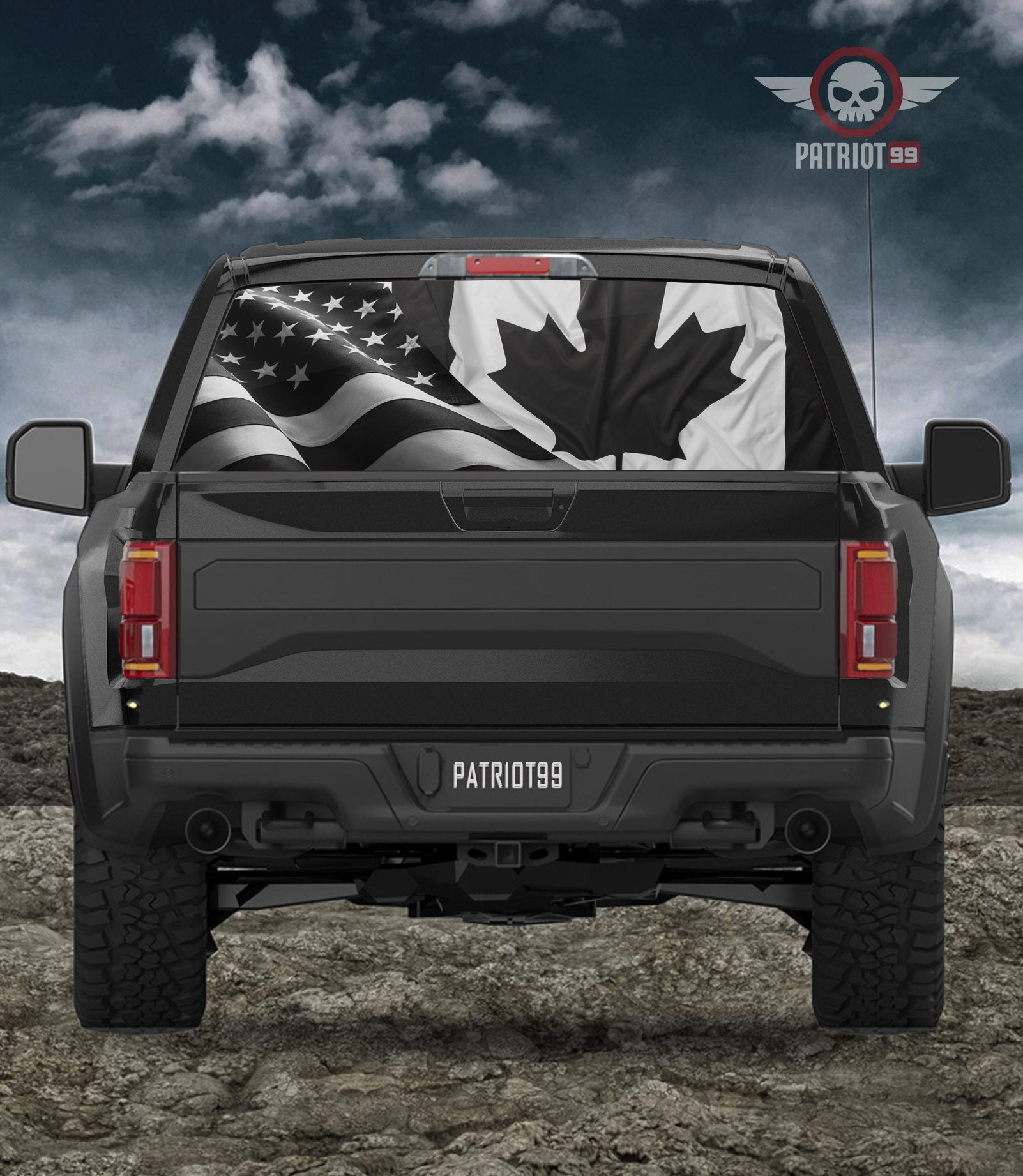 USA - Canada Waving Flag Back Window Decal