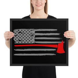 American FireFighter Flag Framed Poster