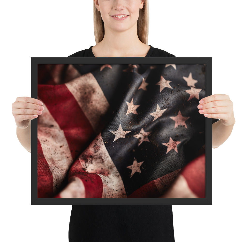 Rugged Worn American Flag Poster