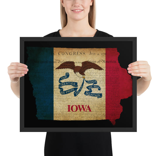 Iowa Flag Constitutional State Framed Poster