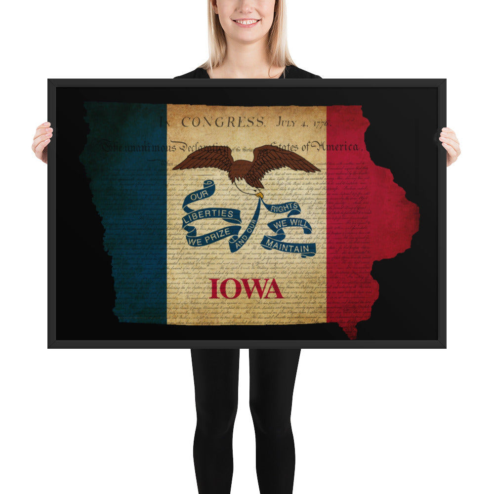 Iowa Flag Constitutional State Framed Poster