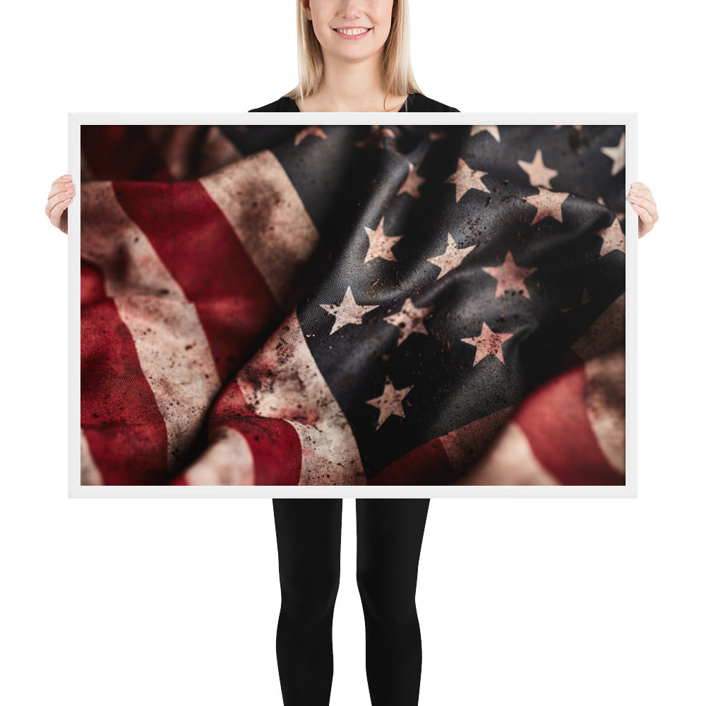 Rugged Worn American Flag Poster