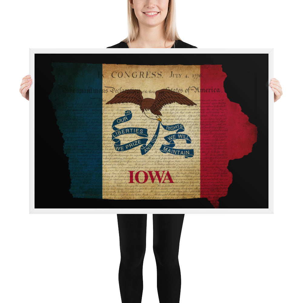 Iowa Flag Constitutional State Framed Poster