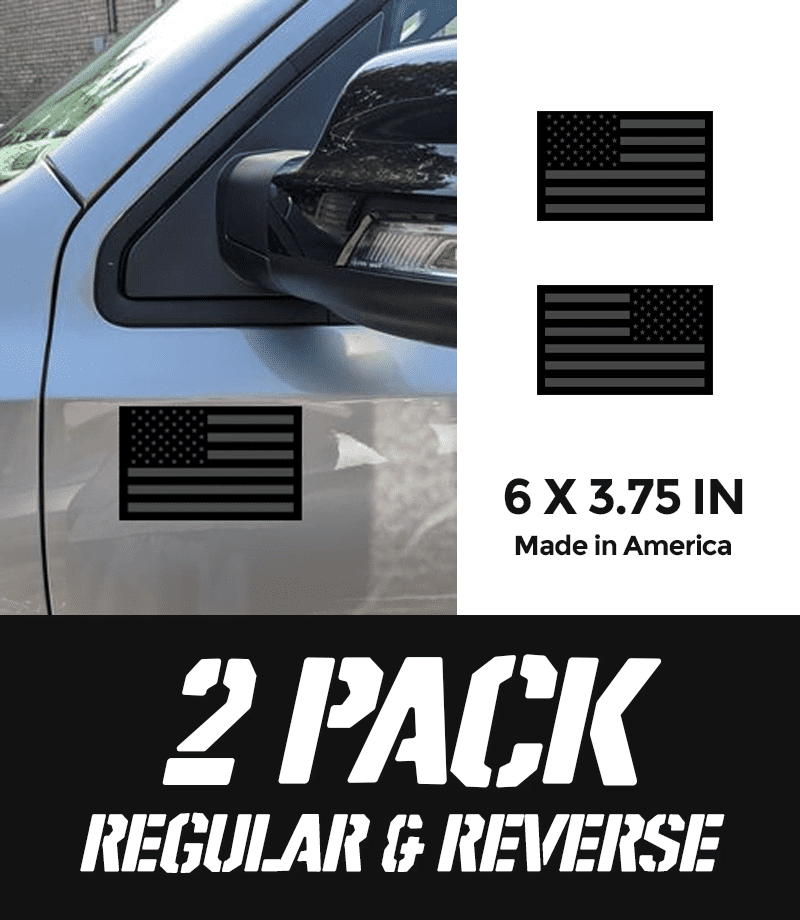 (2 Pack) American Flag Mini Solid Decal - Regular & Reverse