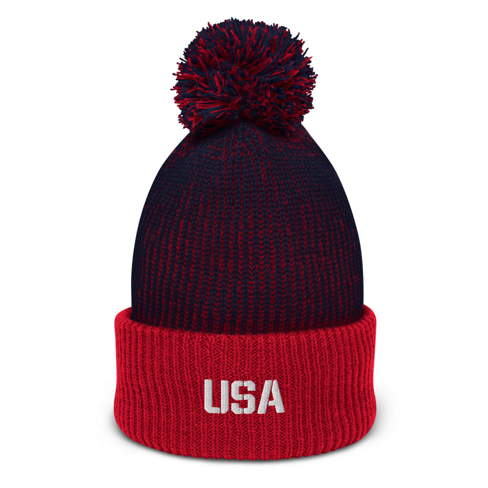 Patriotic USA Pom-Pom Beanie