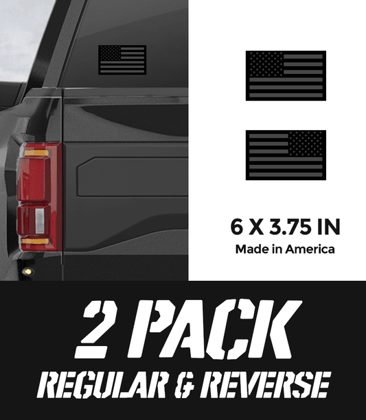 (2 Pack) American Flag Mini Solid Decal - Regular & Reverse