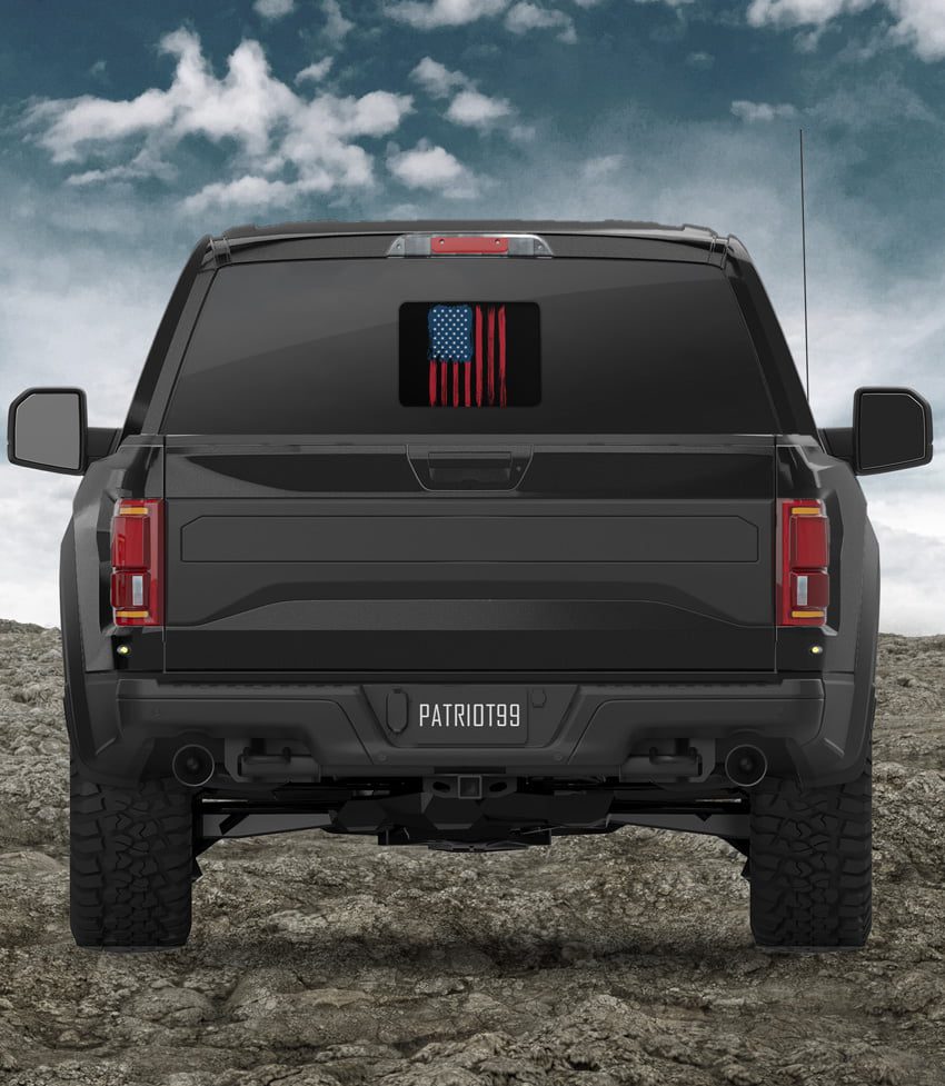 Vertical American Flag Back Window Slider