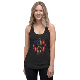 Liberty Skull Patriotic Women's Racerback Tank-Top